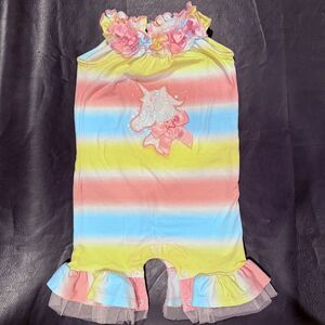 Bonnie Jean Baby 24 months Girls Rainbow Unicorn Romper Clothes